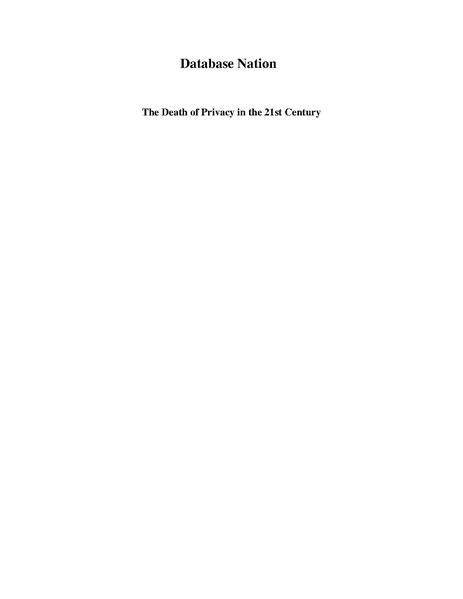 File:Database Nation The Death of Privacy in the 21st .pdf